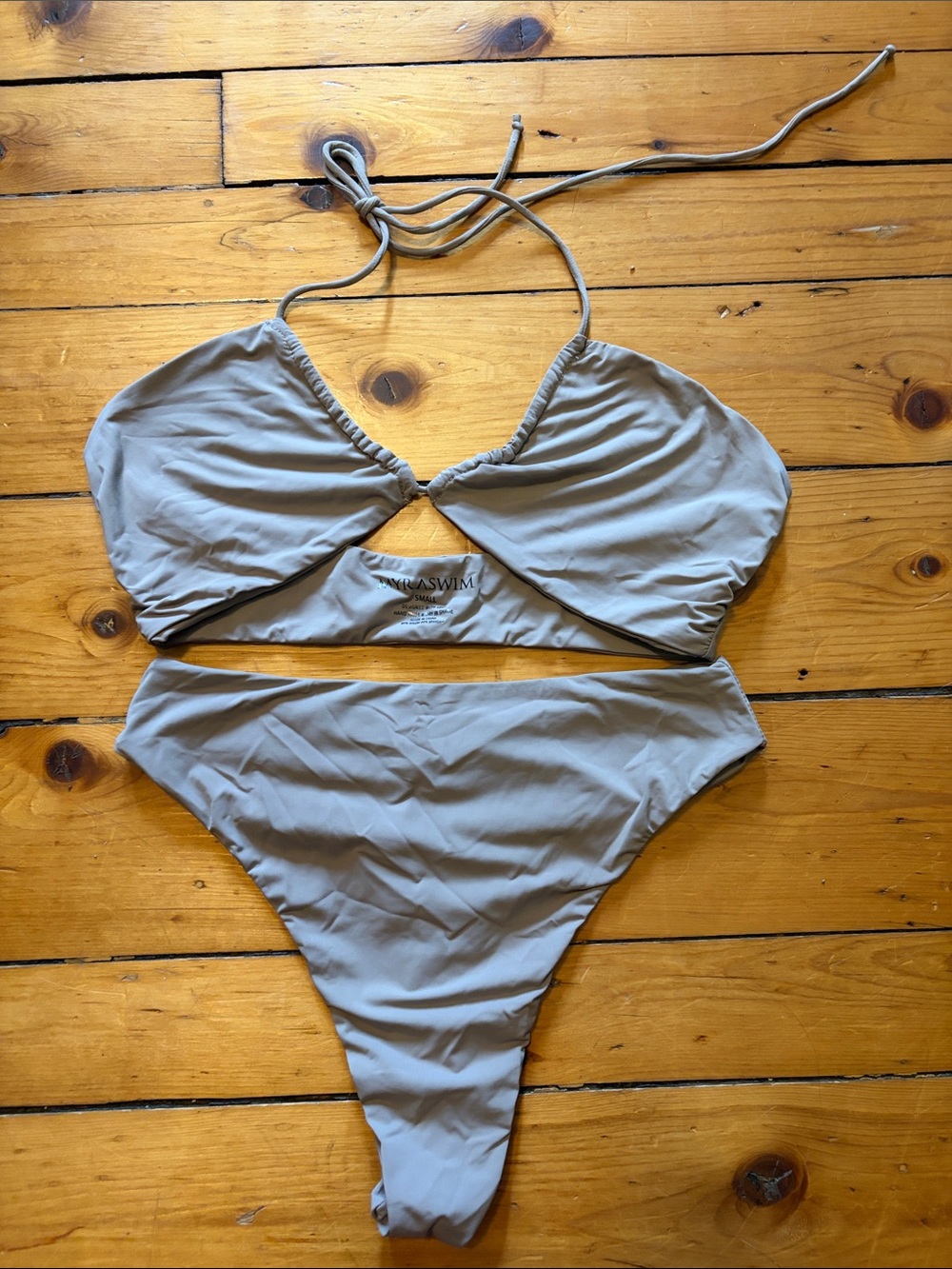 High-Cut Triangle Bikini Set in Taupe